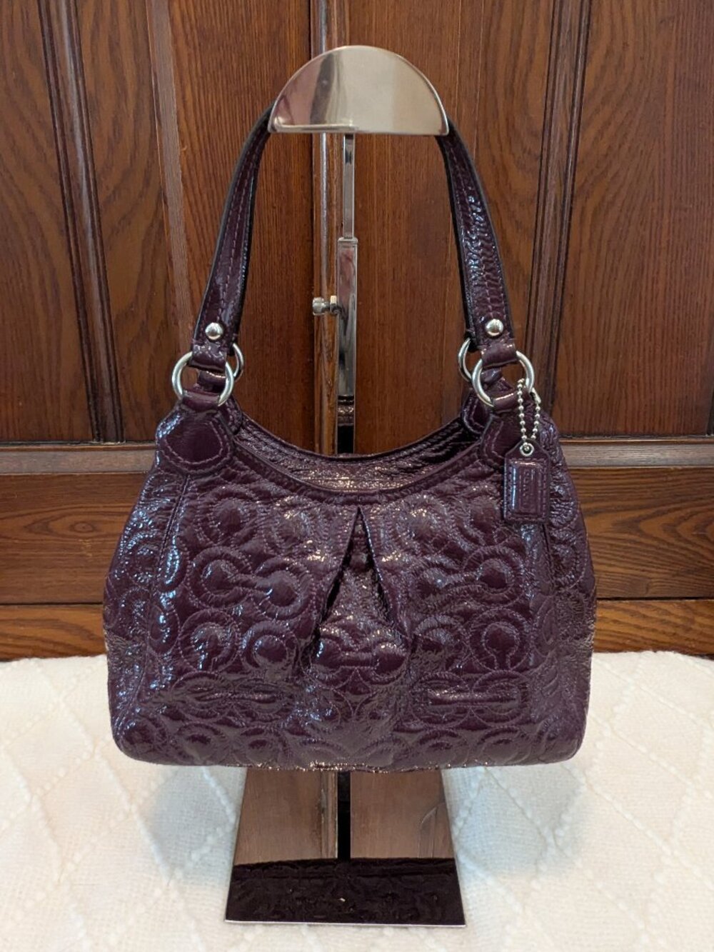 Coach Gramercy Patent Embossed Leather Small Bag In Purple/ Plum #42966